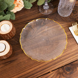 Elegant and Versatile: Clear Sunflower Disposable Salad Plates with Gold Scalloped Rim